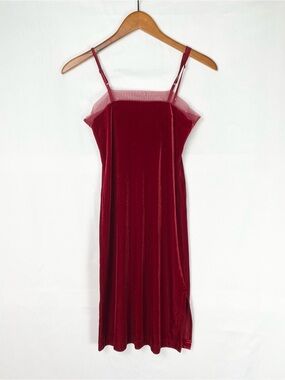 Vintage Y2K BCBG Dresses Velvet Rhinestone Red Mini Dress Made in USA Size XS